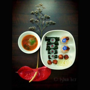 A Japanese lunch-box inspired Indian meal.