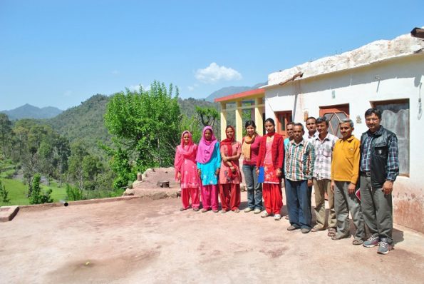 Ishira visiting a group of small holder farmers practicing terrace cultivation in Thakurdwara village in Pachhad tehsil