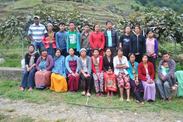 Puneet with a group of Farmers in Dirang, Arunachal Pradesh after a week of Kiwi fruit harvesting and packing
